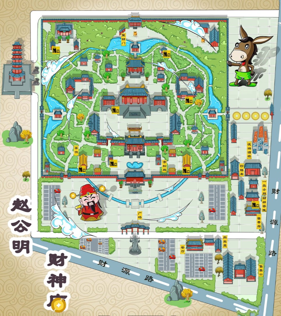 郑州寺庙类手绘地图